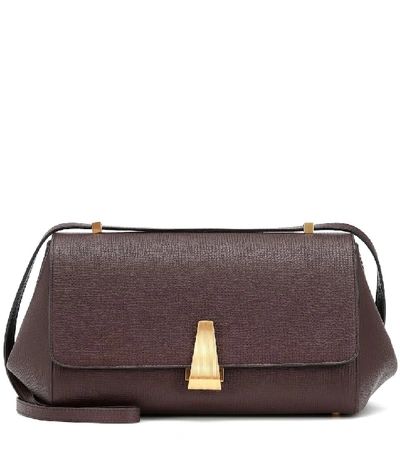 Shop Bottega Veneta Angle Leather Shoulder Bag In Ox Blood-gold