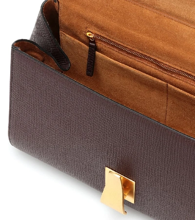 Shop Bottega Veneta Angle Leather Shoulder Bag In Ox Blood-gold
