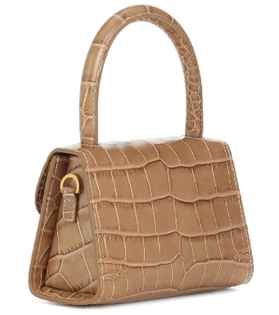 Shop By Far Mini Croc-effect Leather Tote In Beige