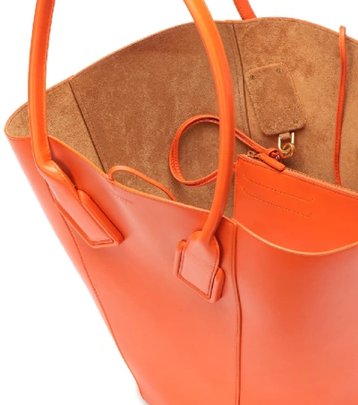 Shop Bottega Veneta Basket Leather Tote In Orange