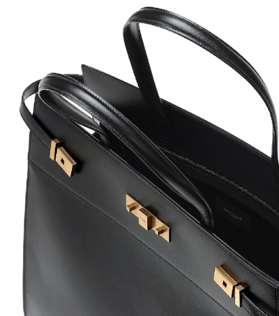 Shop Saint Laurent Manhattan Medium Leather Tote In Black