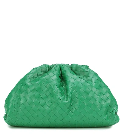 Shop Bottega Veneta Pouch Medium Leather Clutch In Green