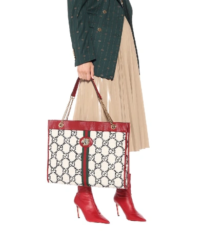 Shop Gucci Rajah Large Gg Tweed Tote In Multicoloured