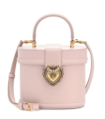 Shop Dolce & Gabbana Devotion Leather Bucket Bag In Pink