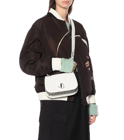Shop Jimmy Choo Varenne Small Leather Crossbody Bag In White
