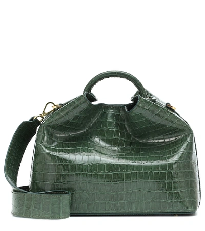 Shop Elleme Raisin Croc-effect Shoulder Bag In Green