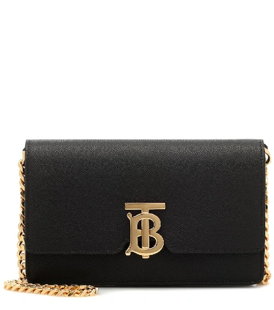 Shop Burberry Carrie Leather Shoulder Bag In Black