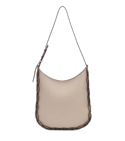 Shop Chloé Darryl Medium Leather Shoulder Bag In Beige