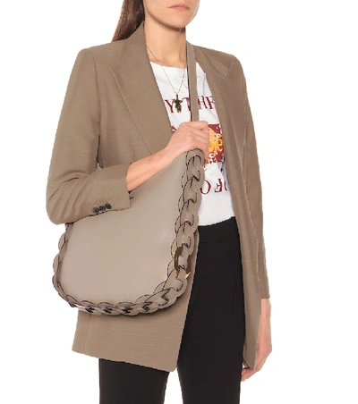 Shop Chloé Darryl Medium Leather Shoulder Bag In Beige