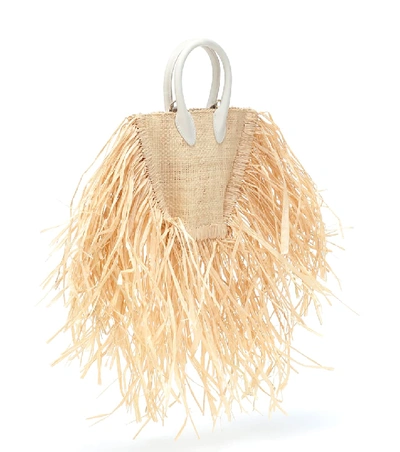 Shop Jacquemus Le Petit Baci Straw Tote In Beige