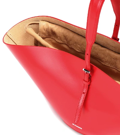 Shop Jil Sander Sombrero Medium Leather Tote In Red