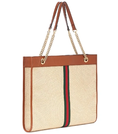 Shop Gucci Rajah Large Canvas Tote In Beige