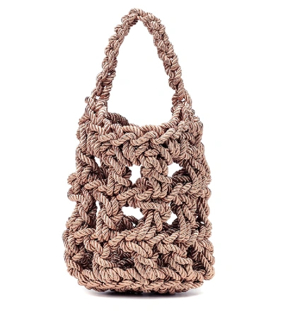 Shop Rejina Pyo Sylvia Woven Satin Tote In Beige