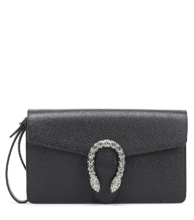 Shop Gucci Dionysus Leather Clutch In Black