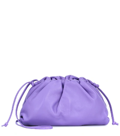 Shop Bottega Veneta Pouch Mini Leather Clutch In Purple