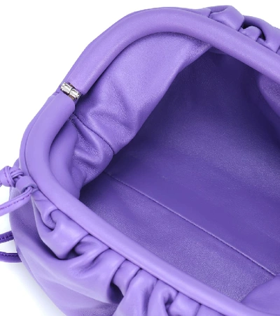Shop Bottega Veneta Pouch Mini Leather Clutch In Purple