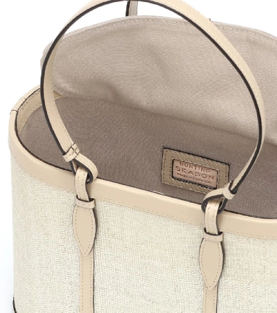 Shop Hunting Season The Basket Small Leather And Fique Tote In Beige