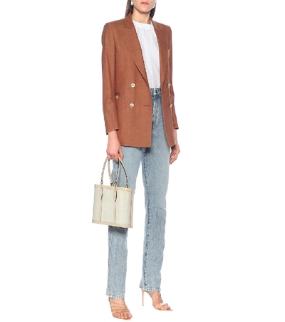 Shop Hunting Season The Basket Small Leather And Fique Tote In Beige