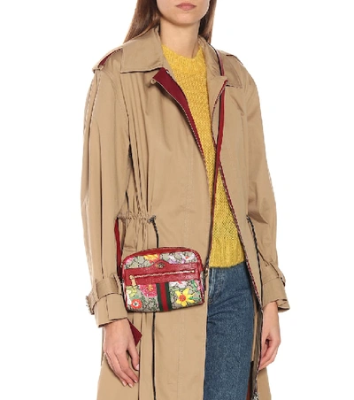 Shop Gucci Ophidia Gg Flora Shoulder Bag In Beige