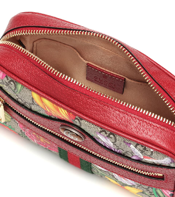 Gucci Mini Ophidia Floral Gg Supreme Canvas Crossbody Bag In Red/gg Supreme Flora ModeSens