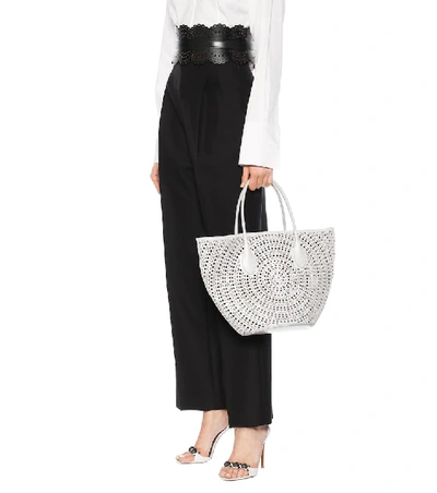 Shop Alaïa Latifa Small Leather Tote In White