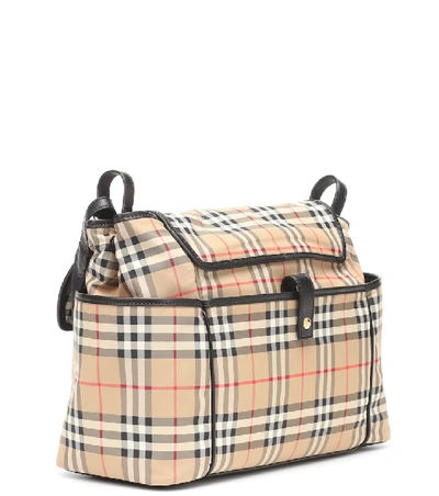 Shop Burberry Check Nylon Changing Bag In Beige