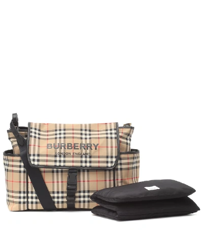 Shop Burberry Check Nylon Changing Bag In Beige