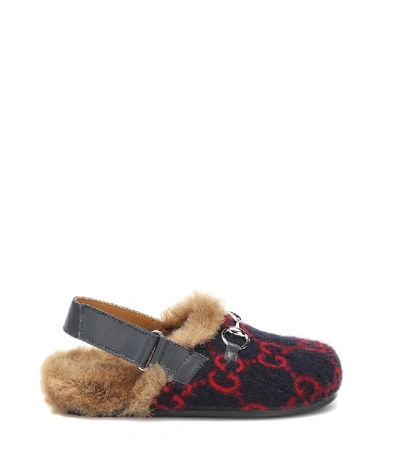 Shop Gucci Princetown Gg Wool Slippers In Blue