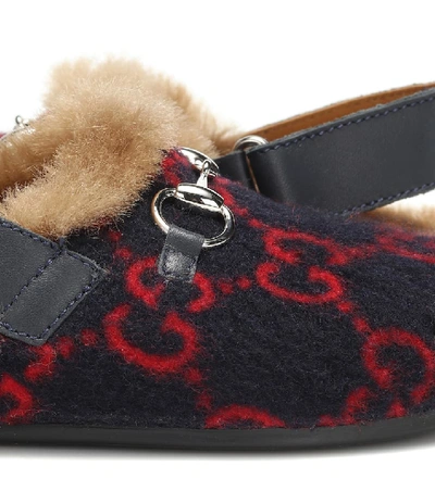 Shop Gucci Princetown Gg Wool Slippers In Blue