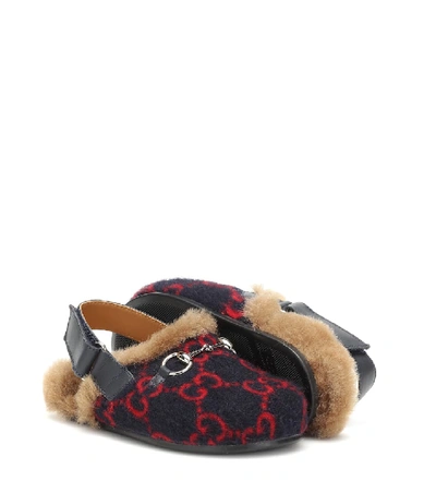 Shop Gucci Princetown Gg Wool Slippers In Blue