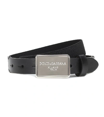 Shop Dolce & Gabbana Leather-trimmed Belt In Black