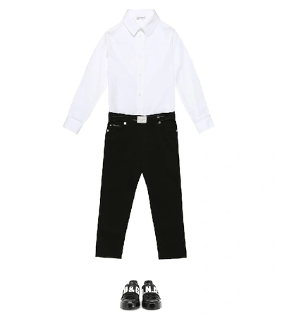 Shop Dolce & Gabbana Leather-trimmed Belt In Black