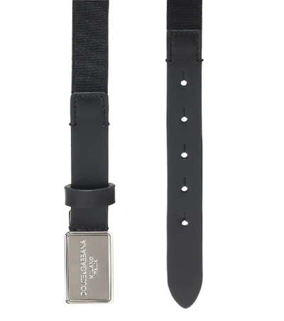 Shop Dolce & Gabbana Leather-trimmed Belt In Black