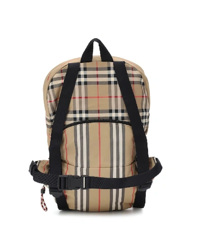 Shop Burberry Check Nylon Backpack In Beige