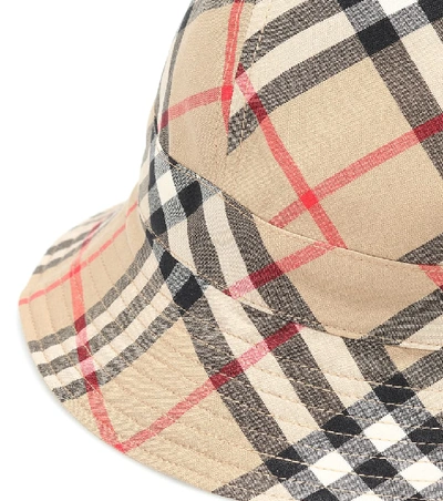 Shop Burberry Vintage Check Cotton Bucket Hat In Beige
