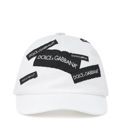 Shop Dolce & Gabbana Appliquéd Cotton Cap In White