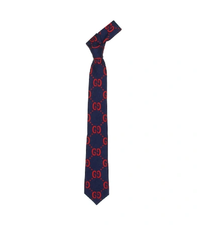 Shop Gucci Gg Wool And Silk Tie In Blue