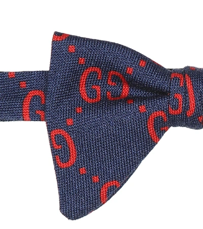 Shop Gucci Gg Wool And Silk Bow Tie In Blue