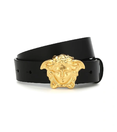 Shop Versace Leather Belt In Black