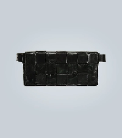 Shop Bottega Veneta Cassette Leather Belt Bag In Black