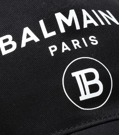 Shop Balmain Logo Cotton Cap In Black