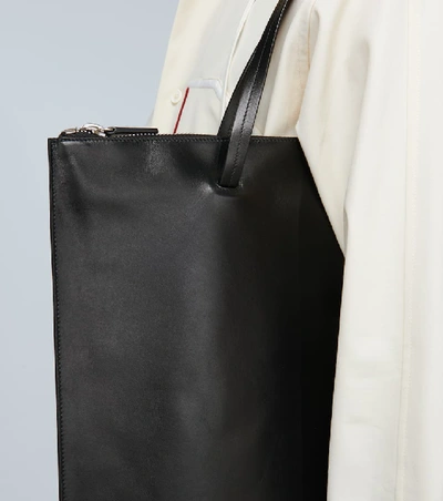 Shop Jil Sander Leather Tote Bag In Black