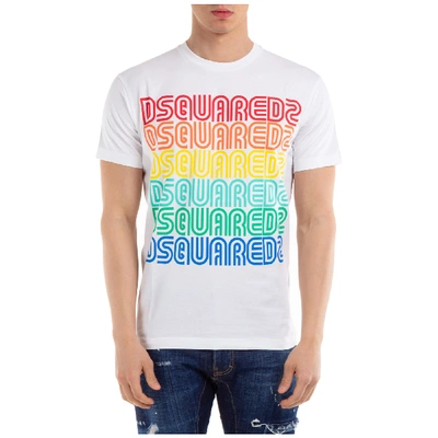 Dsquared2 Men's Short Sleeve T-shirt Crew Neckline Jumper Rainbow Twins In  White | ModeSens