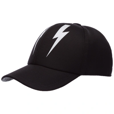 Shop Neil Barrett Adjustable Men's Hat Baseball Cap  Mirror Bolt In Black