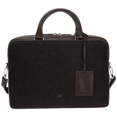 Shop Dior Briefcase Attaché Case Laptop Pc Bag Leather In Grey