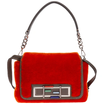 Shop Fendi Women's Handbag Tote Shopping Bag Purse 3 Baguette In Red