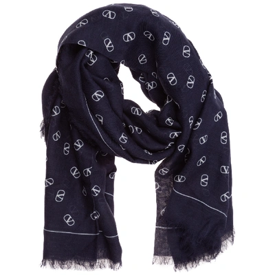 Shop Valentino Men's Foulard Scarf In Blue