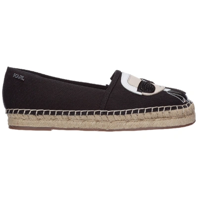 Shop Karl Lagerfeld Women's Cotton Espadrilles Slip On Shoes K/ikonik In Black