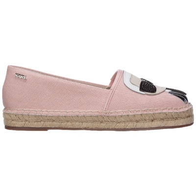 Shop Karl Lagerfeld Women's Cotton Espadrilles Slip On Shoes K/ikonik In Pink