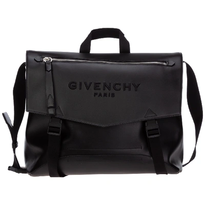 Shop Givenchy Men's Leather Cross-body Messenger Shoulder Bag Downtown In Black
